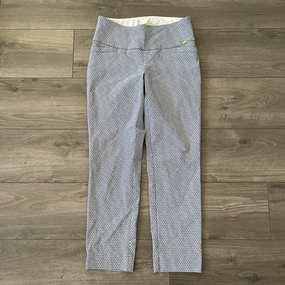 Swing Control Golf Pants Womens Sz 8 Blue White Hexagonal Spit
